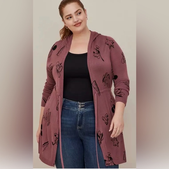 Torrid Disney Mickey and Friends Cinch Waist Hooded Cardigan - Picture 2 of 7